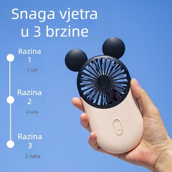 Ručni ventilator s motivom crtića za učenike, prijenosni, punjivi, tih mini ventilator