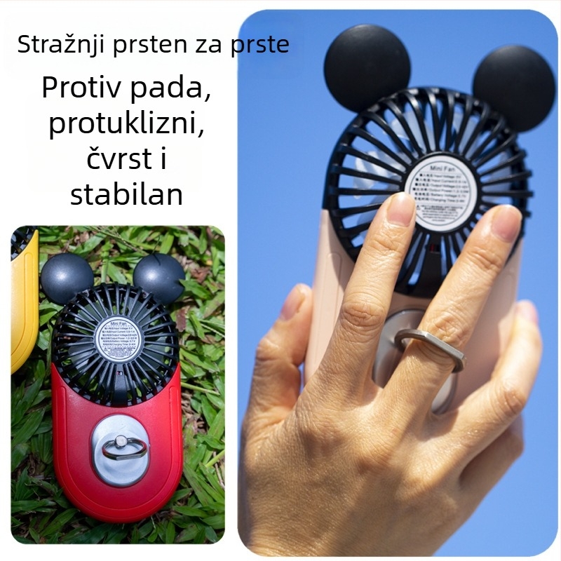 Ručni ventilator s motivom crtića za učenike, prijenosni, punjivi, tih mini ventilator