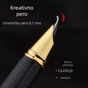 Pero za kaligrafiju s izkrivljenim vrhom, metalno kućište, iridijski vrh