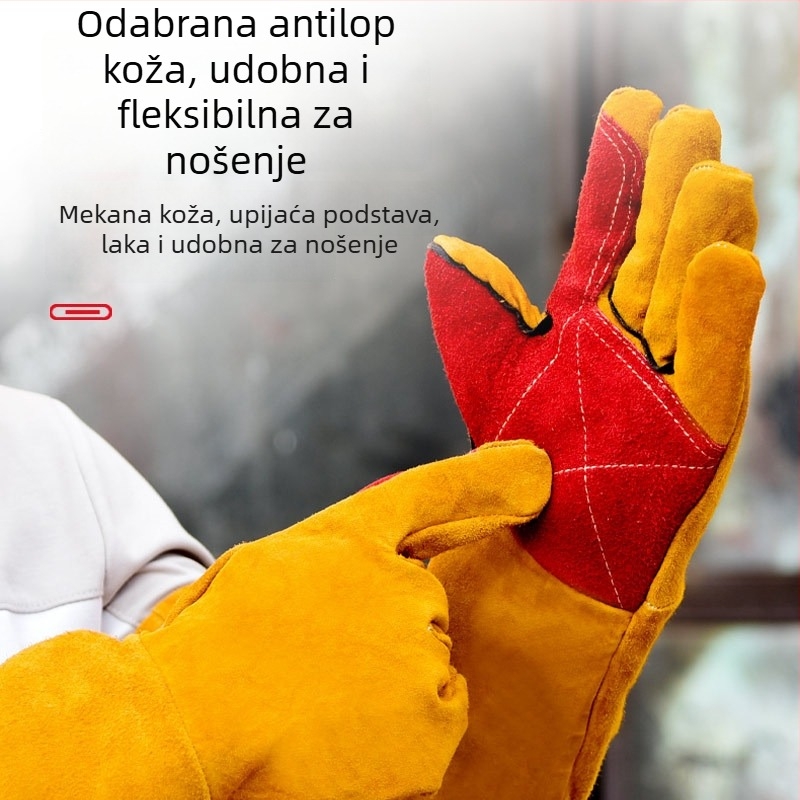 Duge rukavice za zavarivanje od teleće kože, zaštita od iskri i toplinska izolacija, za opće zavarivanje