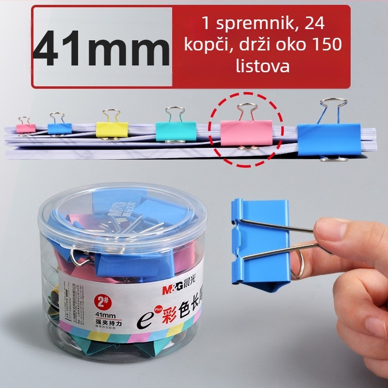 M&G Morning Light Nehrđajući čelični veliki klipsevi za dokumente - pakiranje u cijevi, uredski klipovi