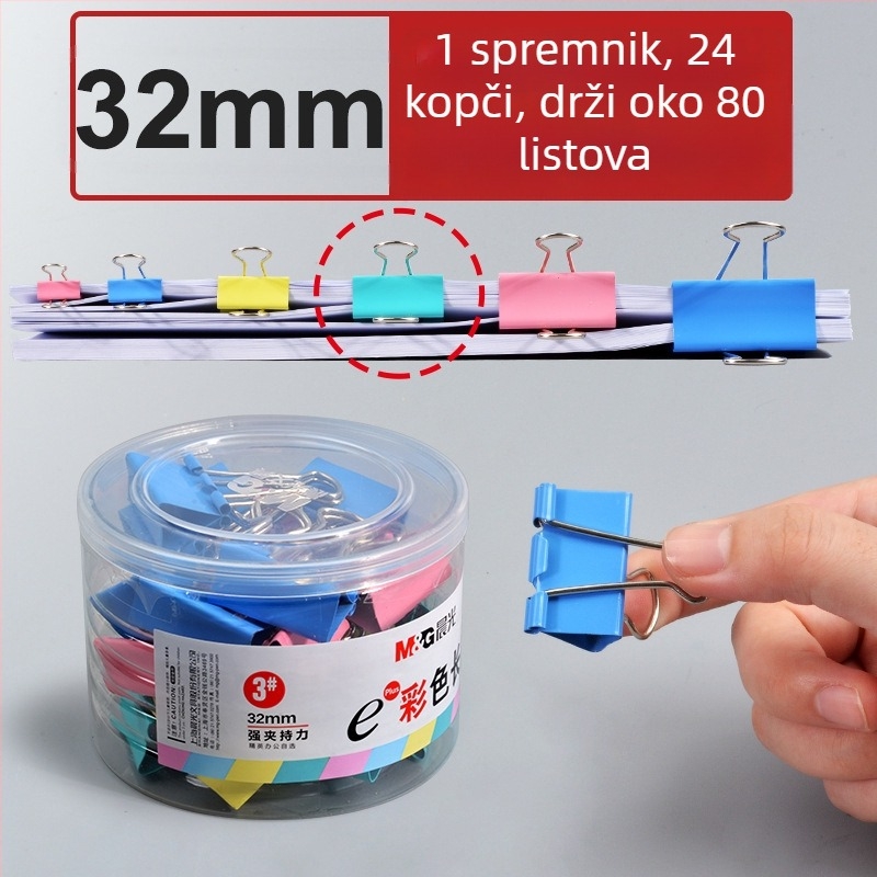 M&G Morning Light Nehrđajući čelični veliki klipsevi za dokumente - pakiranje u cijevi, uredski klipovi