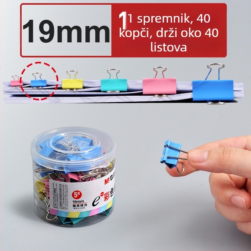 M&G Morning Light Nehrđajući čelični veliki klipsevi za dokumente - pakiranje u cijevi, uredski klipovi