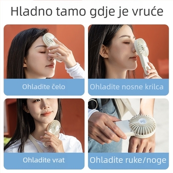 Ultra-tanki prijenosni džepni ventilator s ugrađenom litijskom baterijom 1200–2000 mAh, motor bez četkica, 3 brzine, buka ≤ 36 dB, trajanje 3–6 h