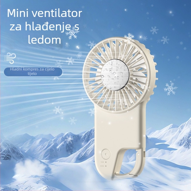 Ultra-tanki prijenosni džepni ventilator s ugrađenom litijskom baterijom 1200–2000 mAh, motor bez četkica, 3 brzine, buka ≤ 36 dB, trajanje 3–6 h