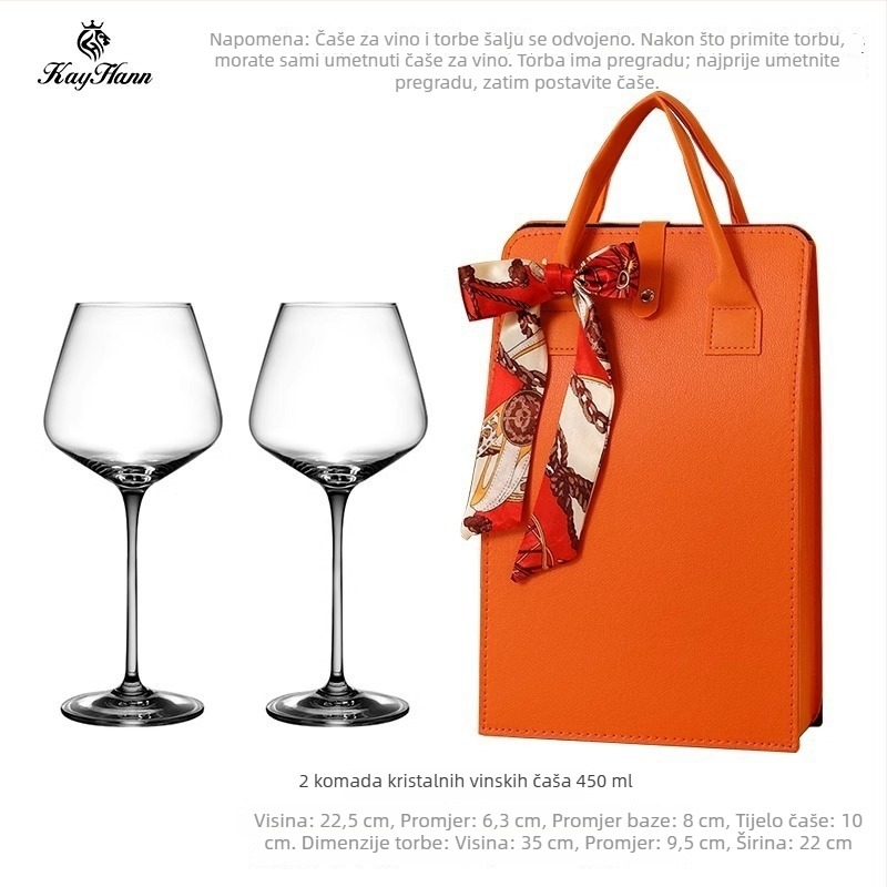 Čaša za vino od bezolovnog kristala, Novi kineski stil, unisex dizajn, kapacitet 1–100 ml