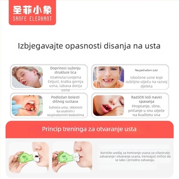 Trener za usne i korektor disanja kroz usta za djecu s adenoidnom hipertrofijom tijekom spavanja — Sanfe Elephant set