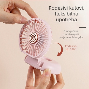 Sklopivi USB prijenosni ventilator – mini ventilator za dom i putovanje, tih, 3 brzine, ugrađena baterija 300-500 mAh
