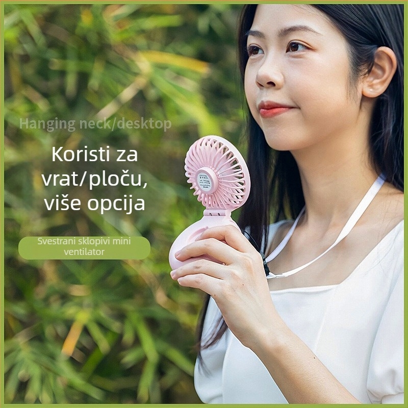 Sklopivi USB prijenosni ventilator – mini ventilator za dom i putovanje, tih, 3 brzine, ugrađena baterija 300-500 mAh