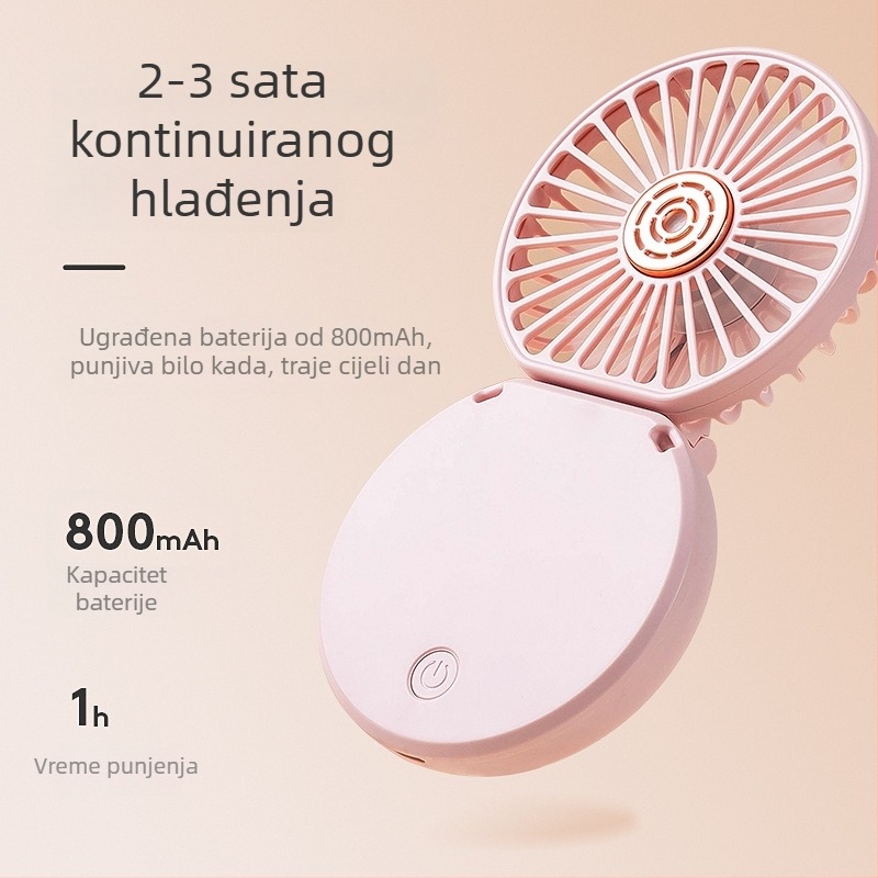 Sklopivi USB prijenosni ventilator – mini ventilator za dom i putovanje, tih, 3 brzine, ugrađena baterija 300-500 mAh