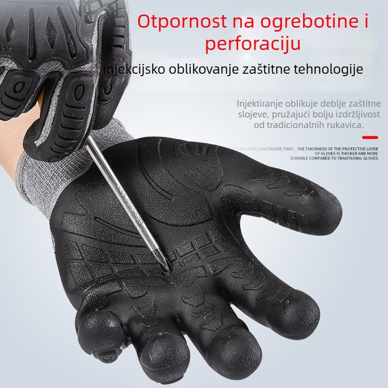 Junyi TPE zaštitne mehaničke rukavice – materijal: TPE; težina: 42; primjena: strojarska obrada, proizvodnja vozila i brodova, građevinarstvo, metalurgija željeza i čelika