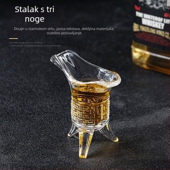 Čaša za vino od stakla bez olova, antikni retro stil, s tri noge, set 1 komad, kapacitet 1–100 ml