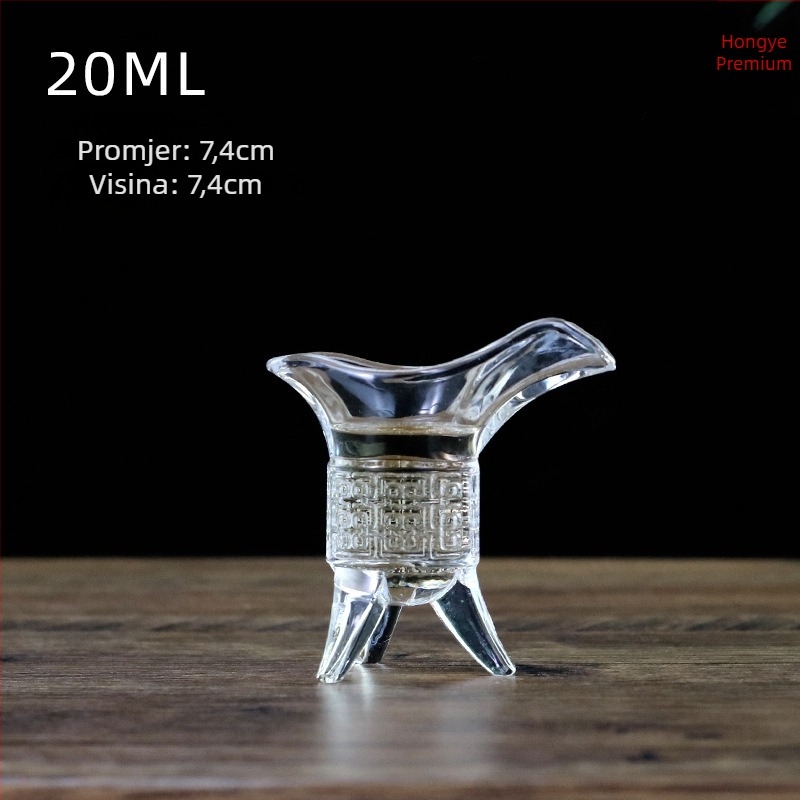 Čaša za vino od stakla bez olova, antikni retro stil, s tri noge, set 1 komad, kapacitet 1–100 ml
