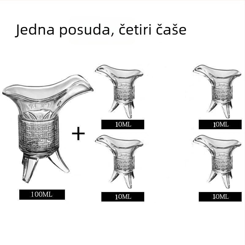 Čaša za vino od stakla bez olova, antikni retro stil, s tri noge, set 1 komad, kapacitet 1–100 ml