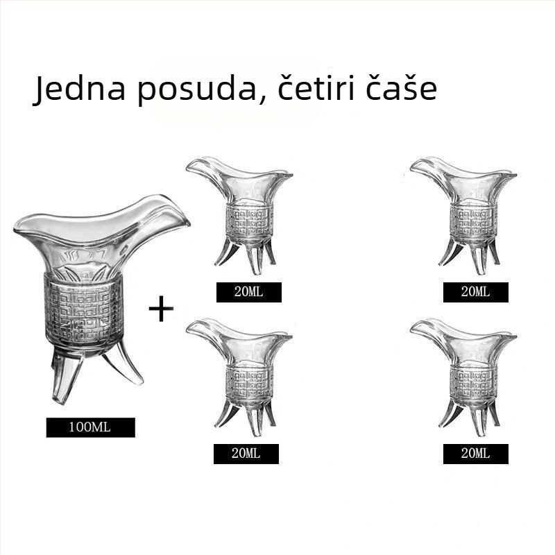 Čaša za vino od stakla bez olova, antikni retro stil, s tri noge, set 1 komad, kapacitet 1–100 ml