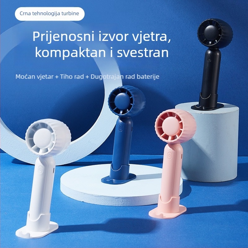 Cat State Ručni USB ventilator s brushless motorom, 5 lopatica, 3 brzine, ugrađena baterija 300–500 mAh, buka ispod 36 dB, USB punjenje