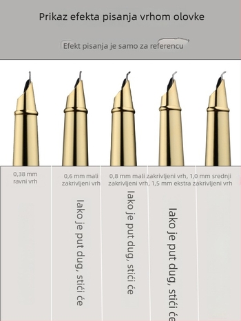 Nagnuto pero za kaligrafiju za odrasle i učenike, 0.38 mm ekstrafina vrh, zakrivljeni vrh 0.8 mm