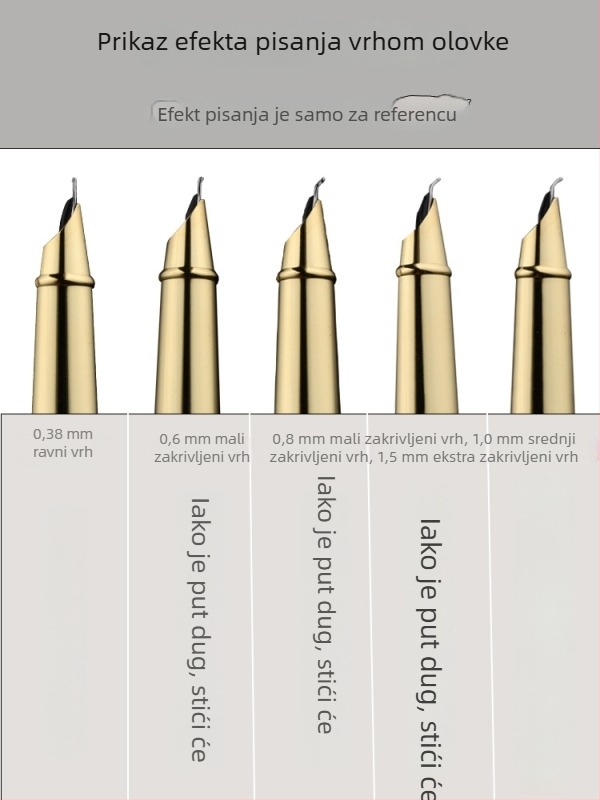 Nagnuto pero za kaligrafiju za odrasle i učenike, 0.38 mm ekstrafina vrh, zakrivljeni vrh 0.8 mm