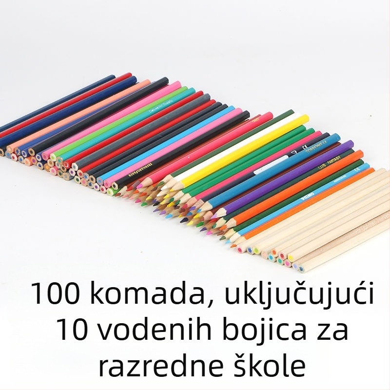Set bojnih olovaka s drvenim kućištem, 100 kom, na bazi ulja i otopive u vodi (Brend Unique, Tip Ostalo)