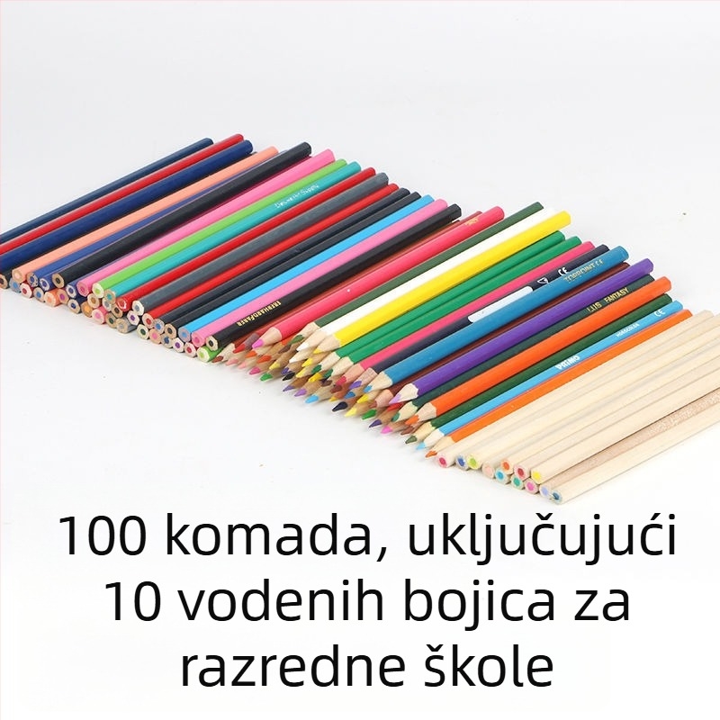 Set bojnih olovaka s drvenim kućištem, 100 kom, na bazi ulja i otopive u vodi (Brend Unique, Tip Ostalo)