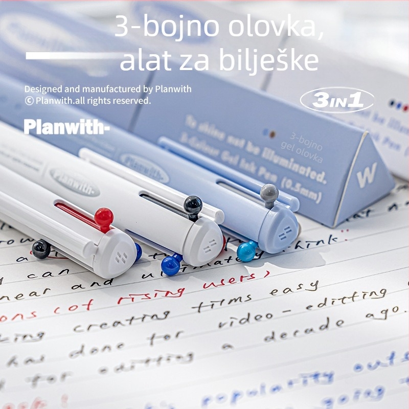 Trokutno gel pero s tri boje – brzo sušeće mastilo, plastično tijelo, Yu xian