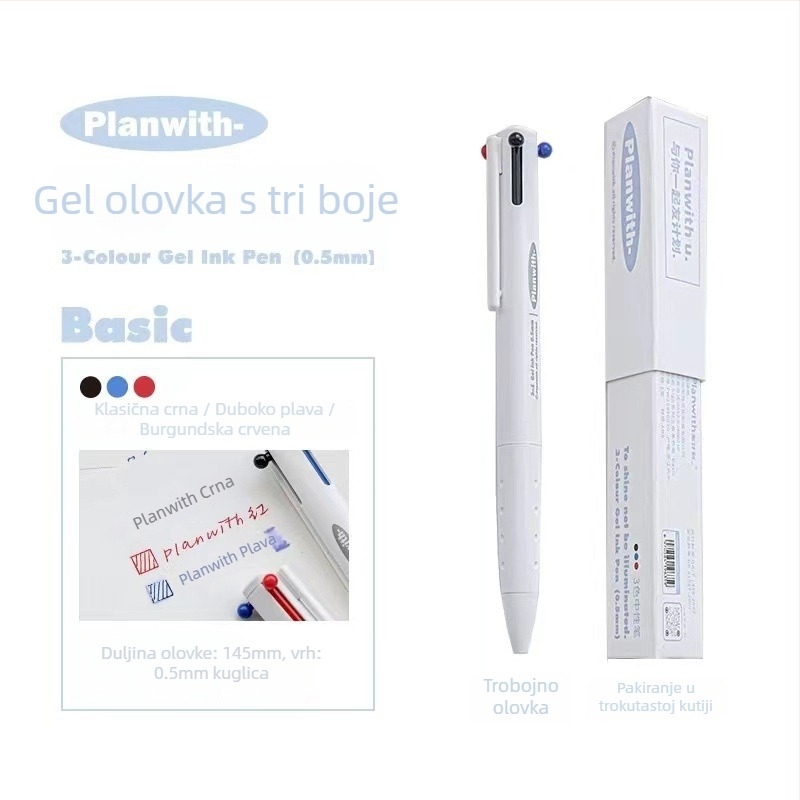 Trokutno gel pero s tri boje – brzo sušeće mastilo, plastično tijelo, Yu xian