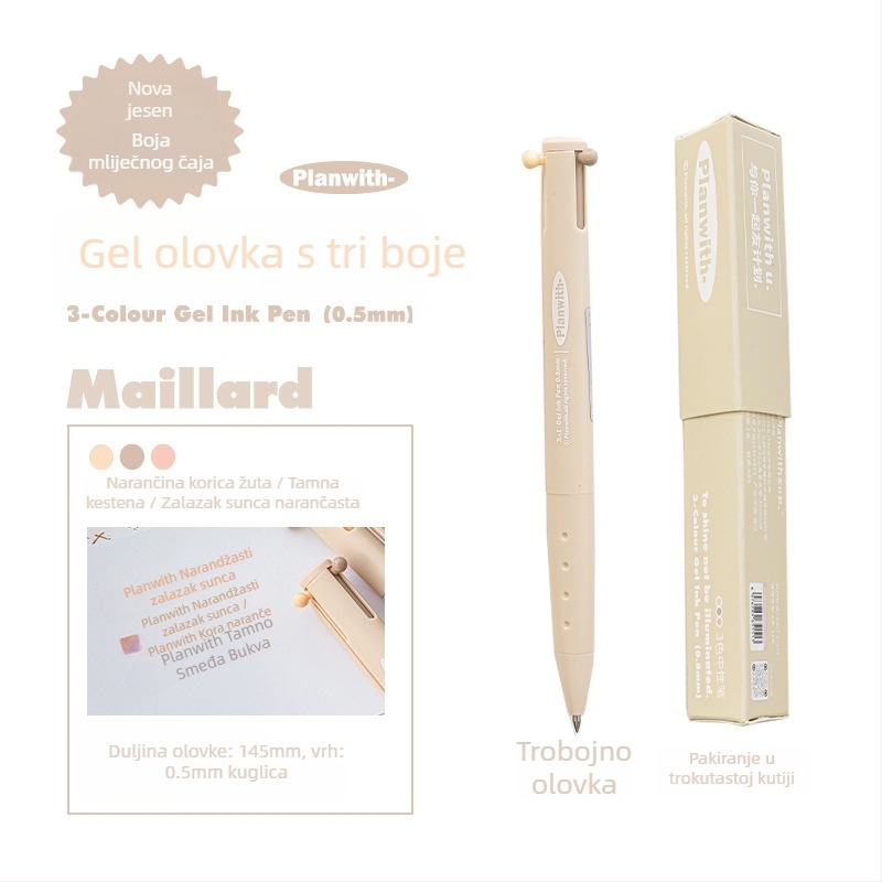 Trokutno gel pero s tri boje – brzo sušeće mastilo, plastično tijelo, Yu xian