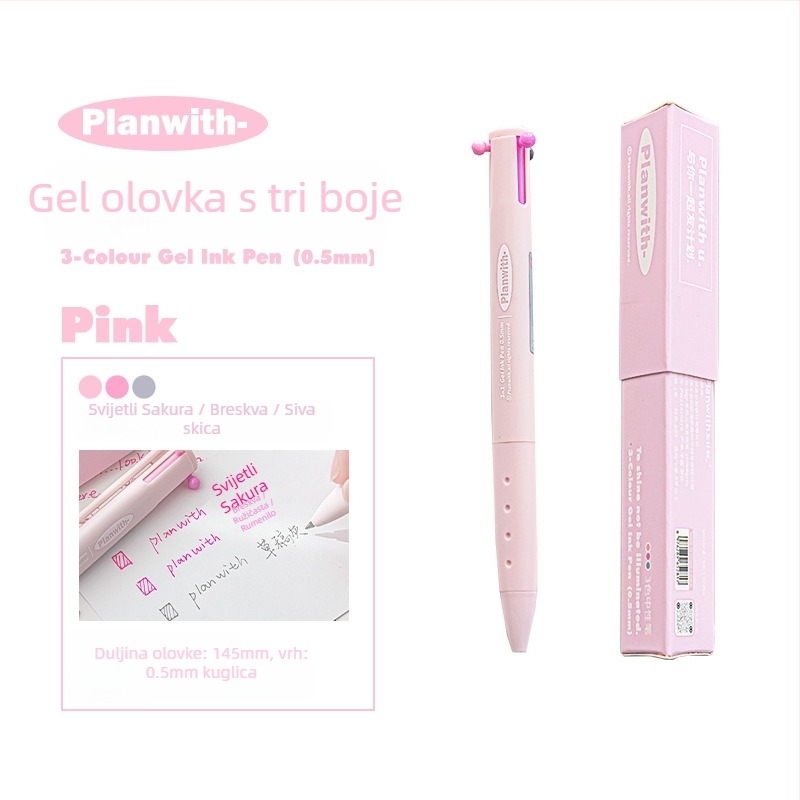 Trokutno gel pero s tri boje – brzo sušeće mastilo, plastično tijelo, Yu xian