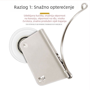 Kuglica za klizna vrata ormara, titanij–zliatina, staklena vrata, konveksno-konveksni profil, Unique