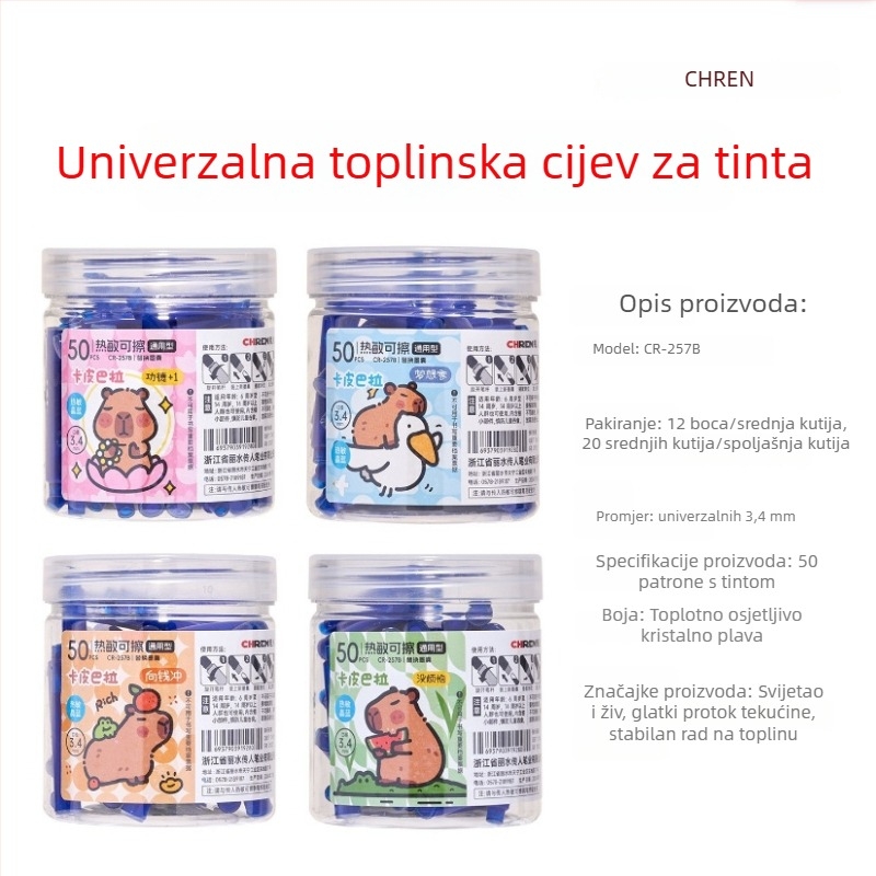Termalno izbrisiva tinta u vrećici za per, model 257/258, plastično kućište, pakiranje u bočici, 30/50 kom