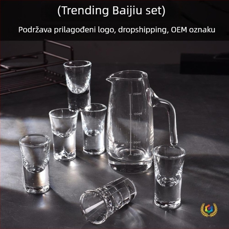 7-dijelni set za vino: 6 čaša i pregradnik, staklo, retro stil, mogućnost personaliziranog logotipa