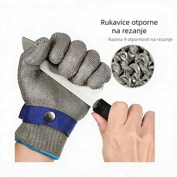 Rukavice otporne na rezanje s nehrđajućom čeličnom žicom, ANSI razina 9 zaštite, otporne na habanje, protuklizne, izdržljive za klanje, rezanje i mehaničko održavanje
