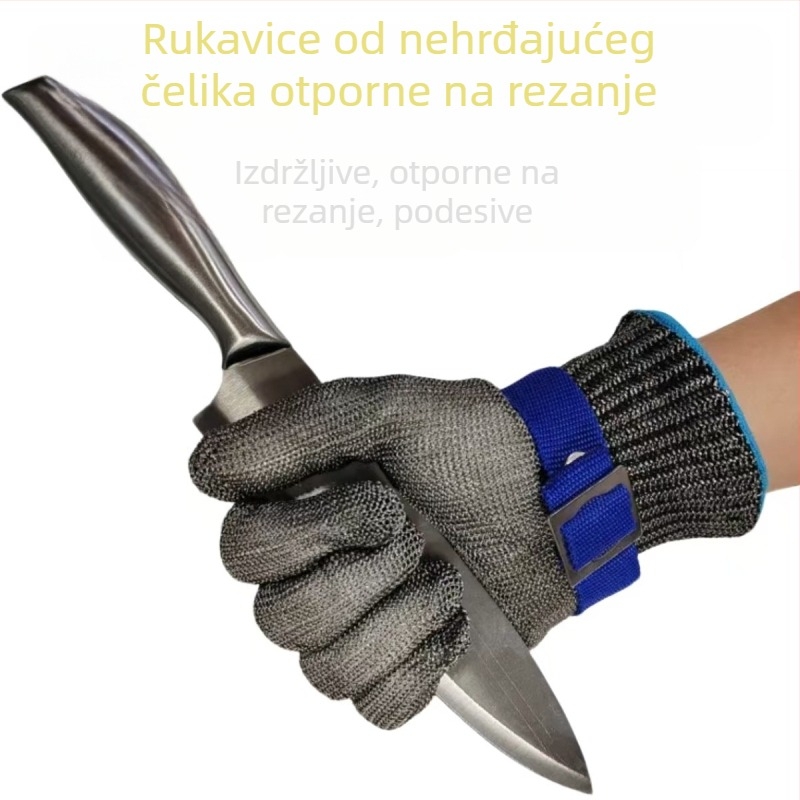 Rukavice otporne na rezanje s nehrđajućom čeličnom žicom, ANSI razina 9 zaštite, otporne na habanje, protuklizne, izdržljive za klanje, rezanje i mehaničko održavanje