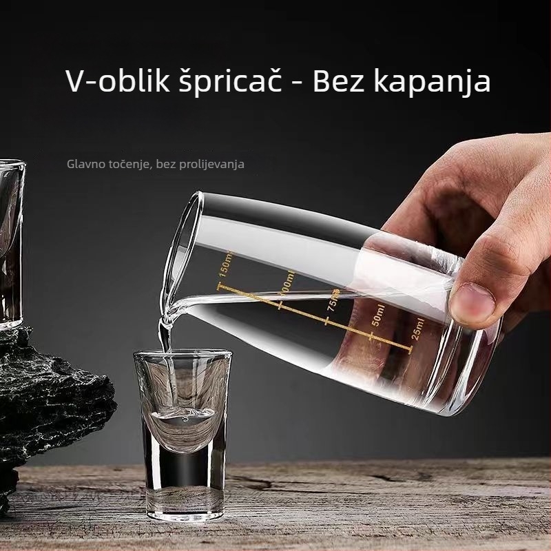 Jingnoya Set za doziranje likera – staklene čaše za vino, 6–10 komada, jednostavan stil, ispisano logo