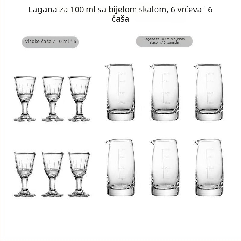 Jingnoya Set za doziranje likera – staklene čaše za vino, 6–10 komada, jednostavan stil, ispisano logo