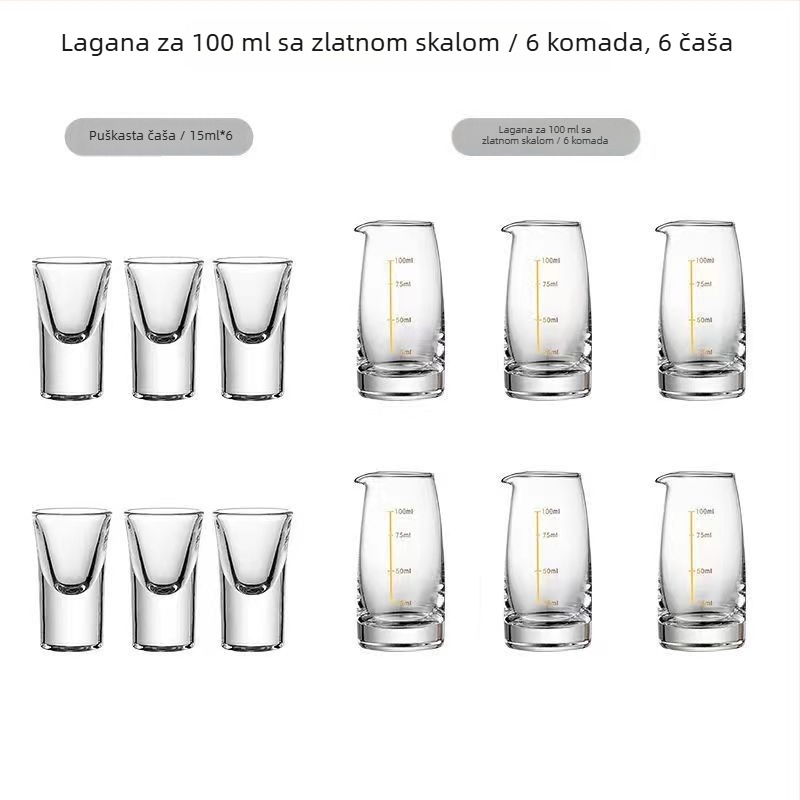 Jingnoya Set za doziranje likera – staklene čaše za vino, 6–10 komada, jednostavan stil, ispisano logo