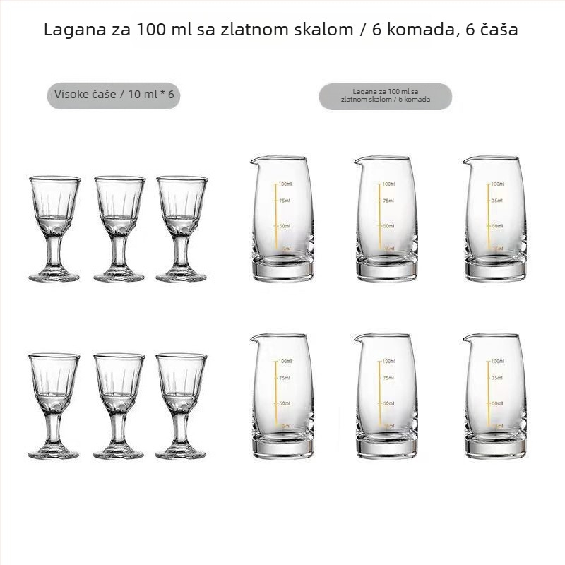 Jingnoya Set za doziranje likera – staklene čaše za vino, 6–10 komada, jednostavan stil, ispisano logo
