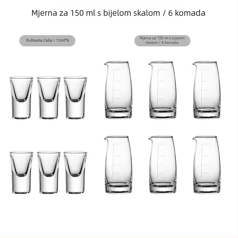 Jingnoya Set za doziranje likera – staklene čaše za vino, 6–10 komada, jednostavan stil, ispisano logo