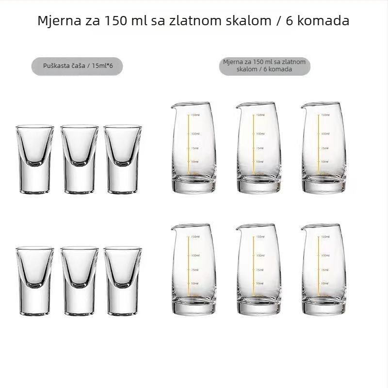 Jingnoya Set za doziranje likera – staklene čaše za vino, 6–10 komada, jednostavan stil, ispisano logo