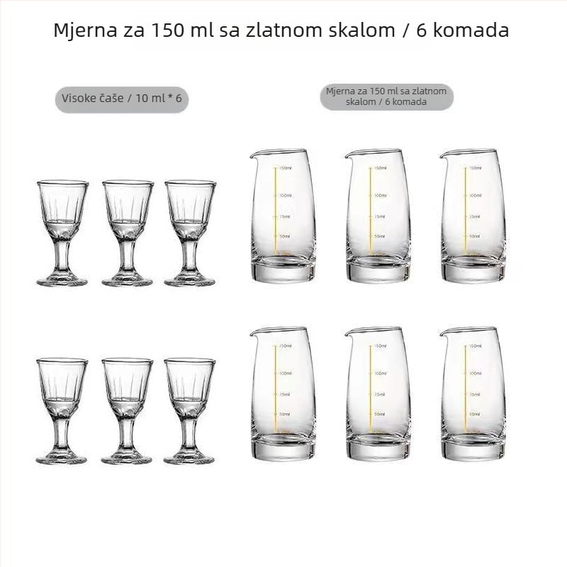 Jingnoya Set za doziranje likera – staklene čaše za vino, 6–10 komada, jednostavan stil, ispisano logo