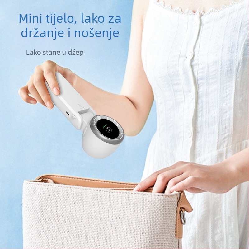 Runqi N607 Ručni mini sklopivi ventilator za vanjsku upotrebu s digitalnim zaslonom, ugrađena baterija 2000-4000mAh, ABS kućište, BLDC motor, USB, dimenzije 58x50x170 mm, 220 g, 100 razina nesprekidne regulacije brzine