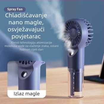 Mini ventilator s integriranom baterijom (500–800 mAh), USB punjenje, 3 lopatice, 4 brzine, buka ispod 36 dB