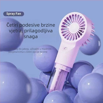 Mini ventilator s integriranom baterijom (500–800 mAh), USB punjenje, 3 lopatice, 4 brzine, buka ispod 36 dB