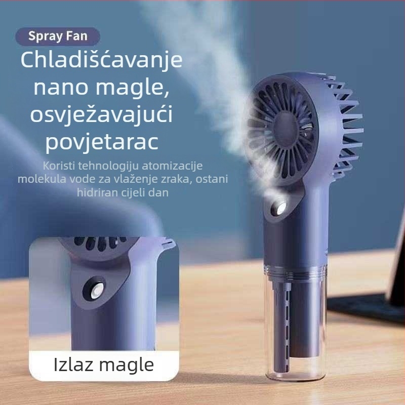 Mini ventilator s integriranom baterijom (500–800 mAh), USB punjenje, 3 lopatice, 4 brzine, buka ispod 36 dB