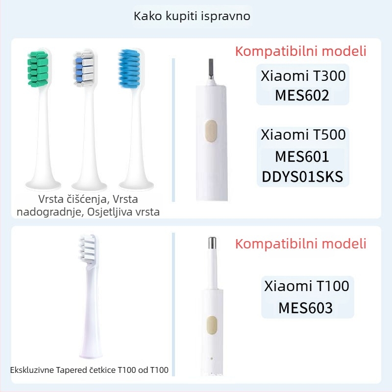 Nadomjesna glava električne četkice Pleasant tooth, kompatibilna s Mijia T300/T500/MES601/T700