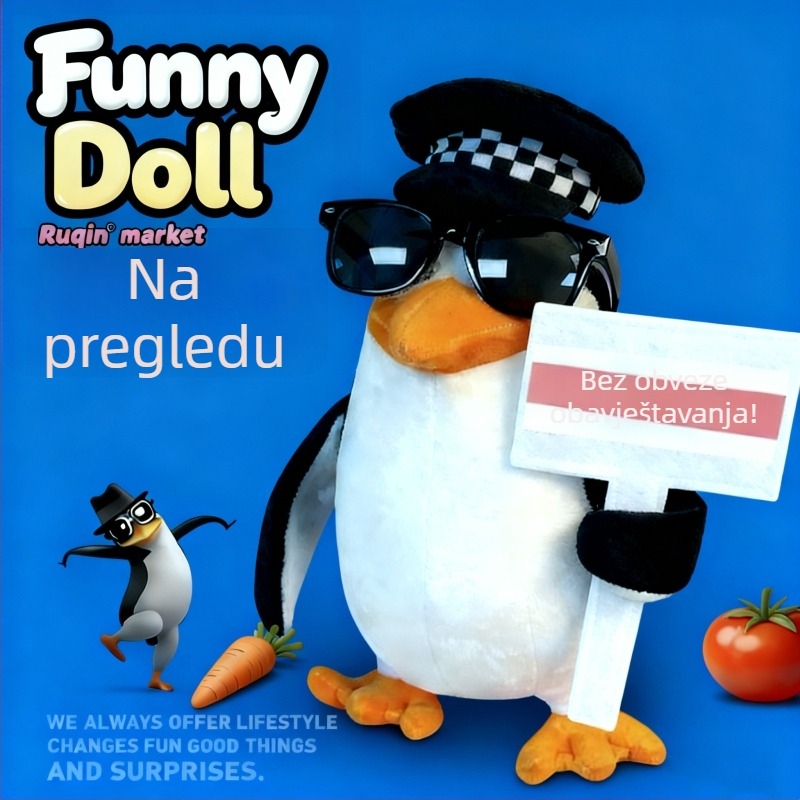 Pingvin pliš igračka - Apstraktni dizajn, Visokokvalitetni pliš, Punilo PP pamuk, Pogodno za uzrast 7–14, Unisex