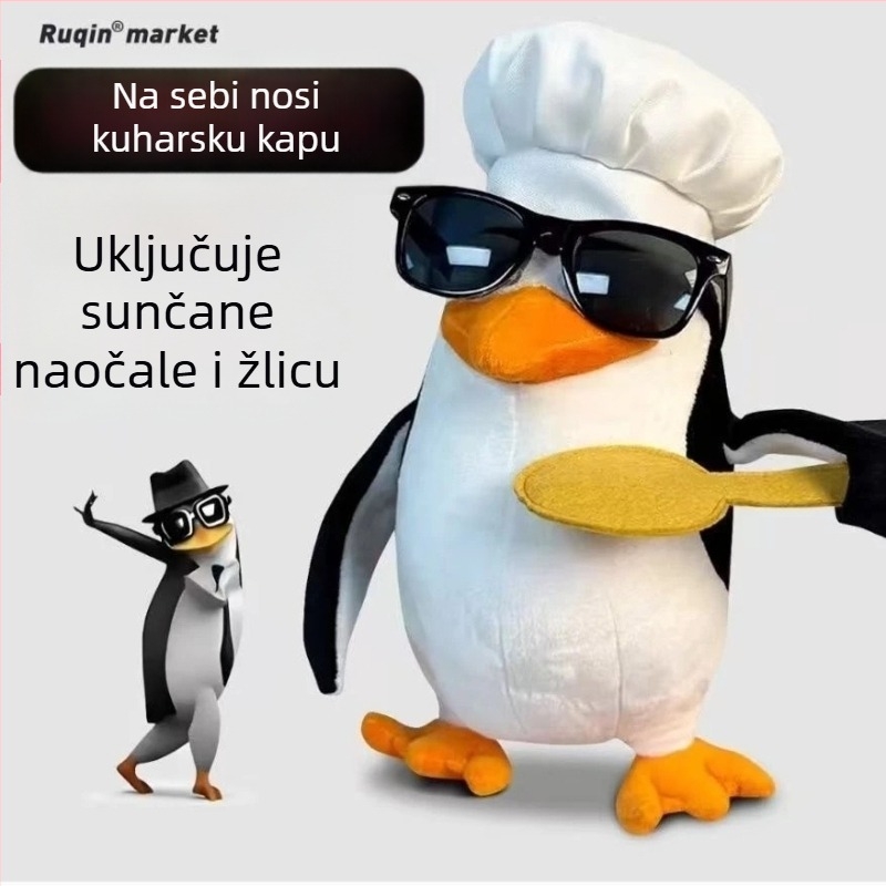 Pingvin pliš igračka - Apstraktni dizajn, Visokokvalitetni pliš, Punilo PP pamuk, Pogodno za uzrast 7–14, Unisex