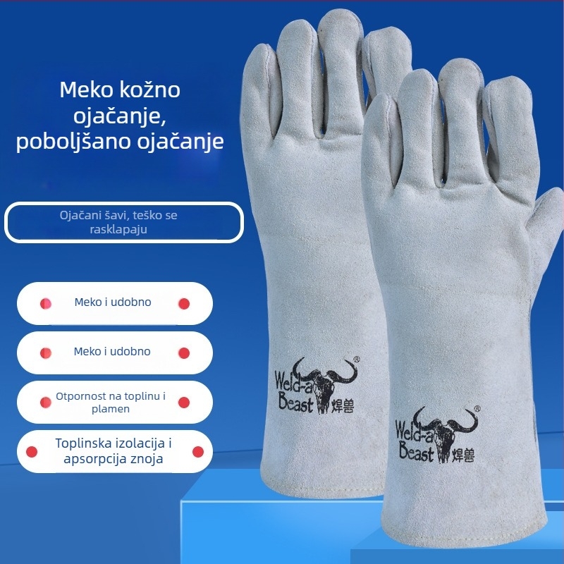 Zavarivačke rukavice od teleće kože s izolacijom topline i zaštitom pri zavarivanju