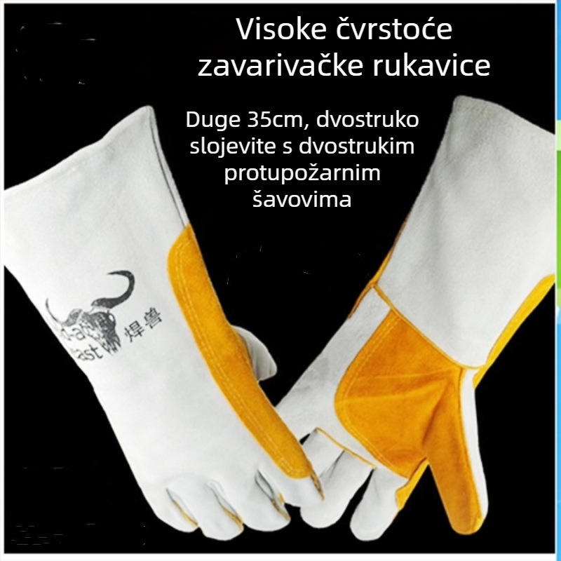 Zavarivačke rukavice od teleće kože s izolacijom topline i zaštitom pri zavarivanju