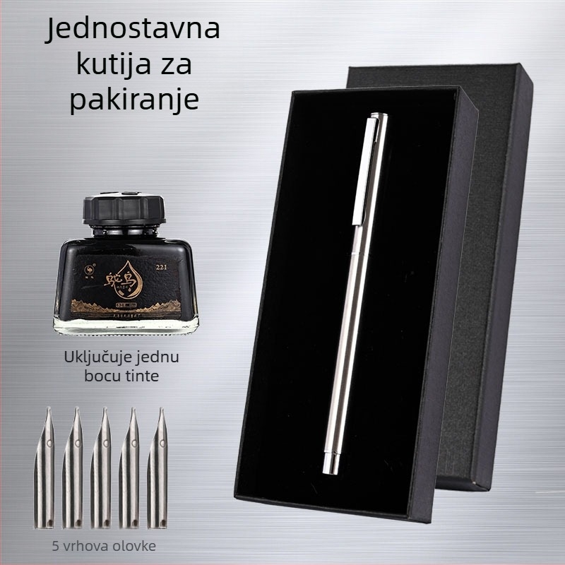 Mini metalno nalivpero s savijenim vrhom, model 9362, za učenike II. i III. razreda te za odrasle za poslovno pisanje i kaligrafiju